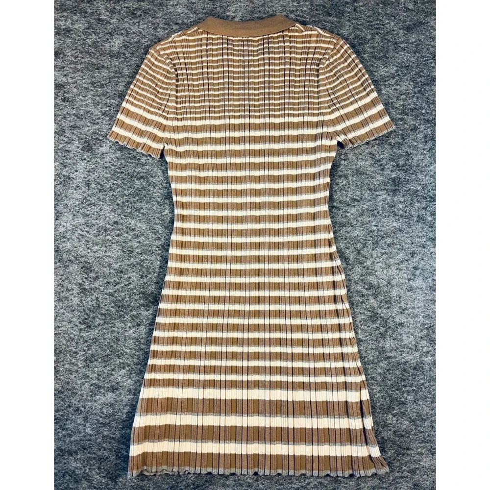 Promesa Polo Shirt Dress Womens M Brown Knit Ribbed Preppy Tennis Casual Y2K Mod